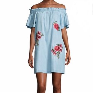 Embroidered Off the Shoulder Dress